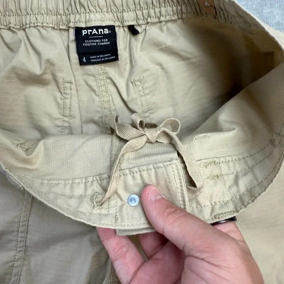 Prana Pants Women 4 Beige Palisades Ripstop Utility Cargo Elastic Waist Hike NEW - Picture 5 of 11